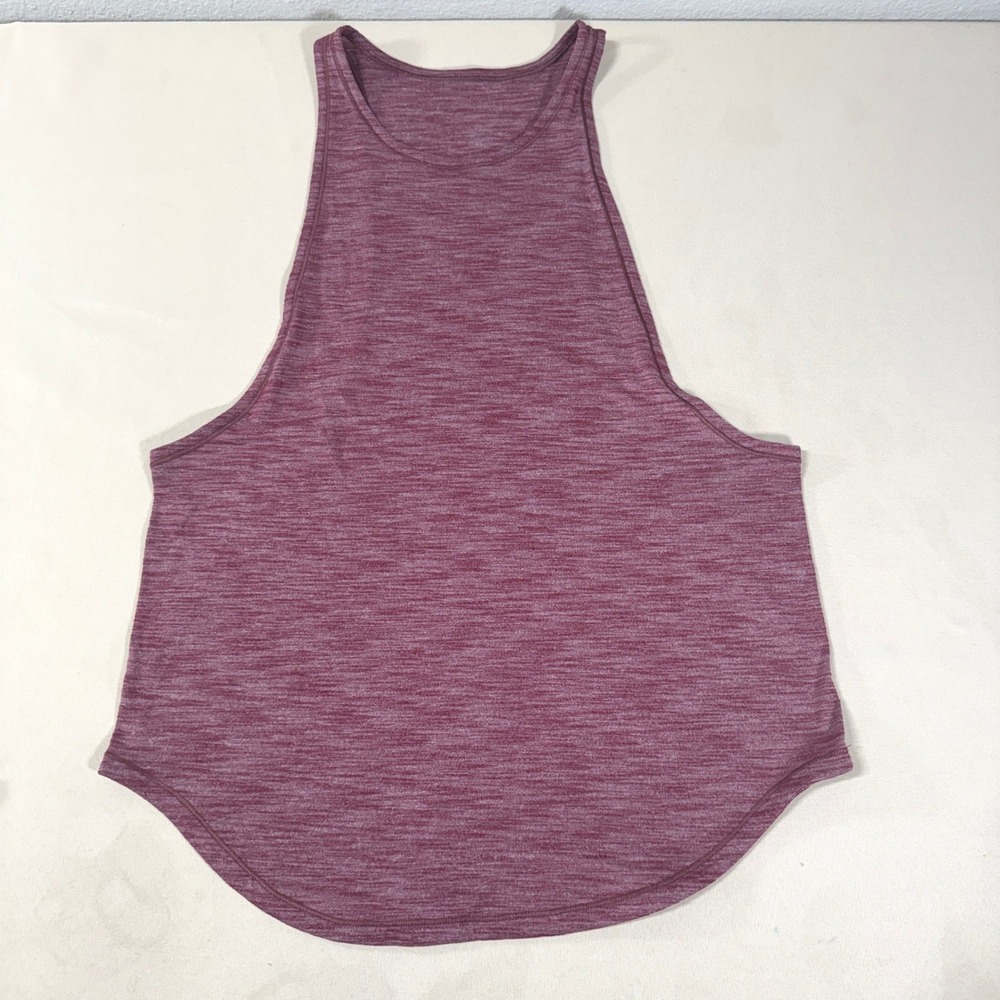 Lululemon Essential Tank Top Heathered Burgundy High Neck Activewear Size 6